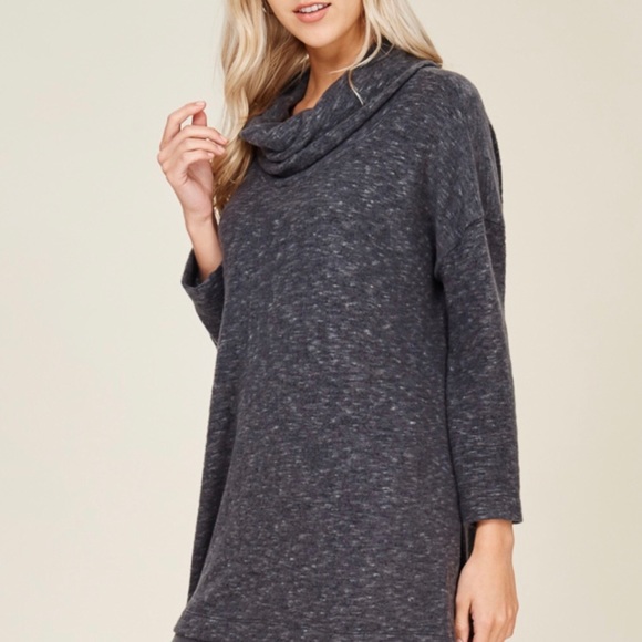 Lianne Cowl Neck Soft Knit Top in Charcoal Grey - Picture 2 of 4